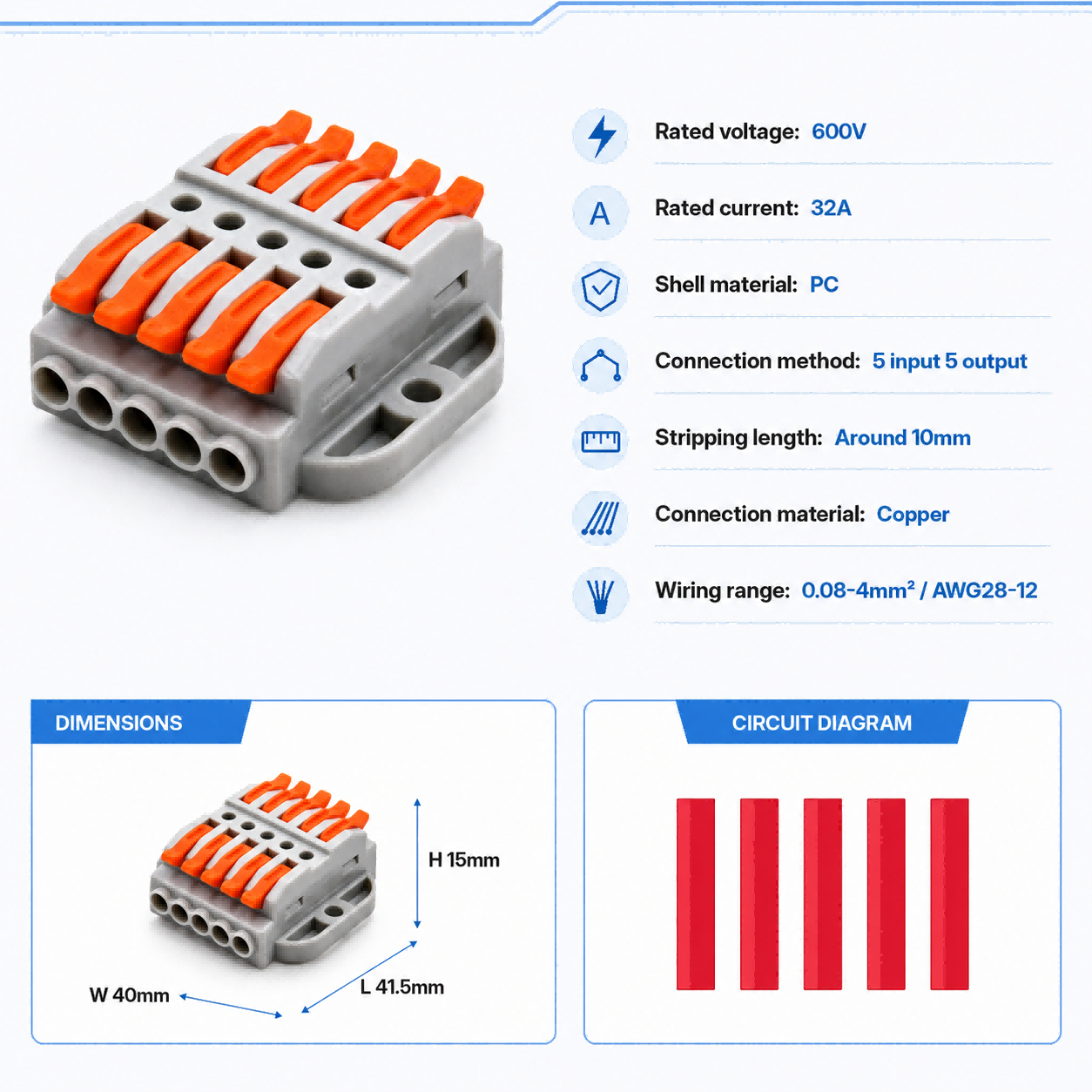 Клеммные соединители 2-30 конт – обзор и цена Push Fit Connector